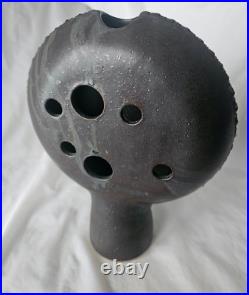 Sculptural studio pottery large pierced vase, Circa mid century modern