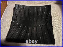 Shadows In The Night- Swedish Black Glass Dish Signed EB Research Required Shadows In The Night- Swedish Black Glass Dish Signed EB Research Required