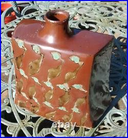 Shoji Hamada Japanese studio pottery large kaki glaze press moulded vase c. 1940