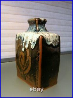 Shoji Hamada Style Bottle Vase Japanese Studio Mid Century Pottery Marked