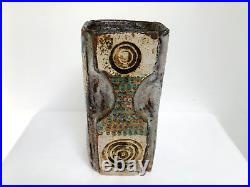 Signed 20.2cm Alan Wallwork Studio Pottery Troika Style Slab Vase