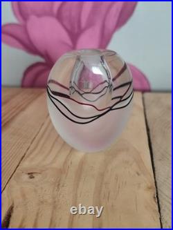 Signed Catharine Hough British Studio Art Glass Vase Ovoid Frosted Red Black