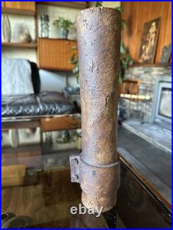 Signed J. H 81 Brutalist / Industrial Studio Pottery Cylinder Vase. Example D