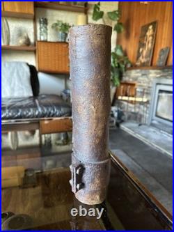Signed J. H 81 Brutalist / Industrial Studio Pottery Cylinder Vase. Example D