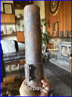 Signed J. H 81 Brutalist / Industrial Studio Pottery Cylinder Vase. Example D