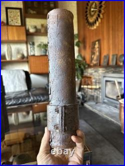 Signed J. H 81 Brutalist / Industrial Studio Pottery Cylinder Vase. Example D