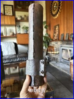 Signed J. H 81 Brutalist / Industrial Studio Pottery Cylinder Vase. Example D