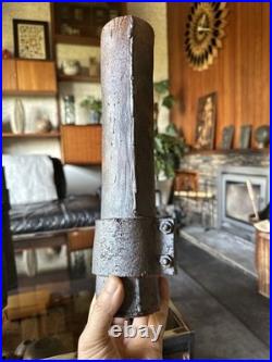 Signed J. H 81 Brutalist / Industrial Studio Pottery Cylinder Vase. Example D