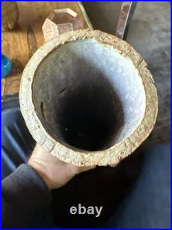 Signed J. H 81 Brutalist / Industrial Studio Pottery Cylinder Vase. Example D