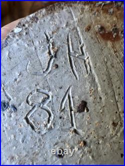 Signed J. H 81 Brutalist / Industrial Studio Pottery Cylinder Vase. Example D