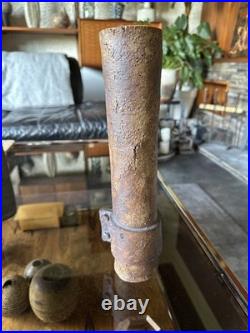 Signed J. H 81 Brutalist / Industrial Studio Pottery Cylinder Vase. Example D