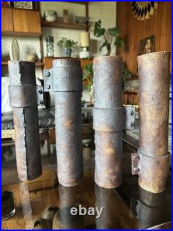 Signed J. H 81 Brutalist / Industrial Studio Pottery Cylinder Vase. Example D