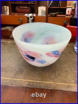 Signed Norman Stuart Clarke British Studio Art Glass Frosted Abstract Bowl