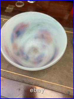 Signed Norman Stuart Clarke British Studio Art Glass Frosted Abstract Bowl