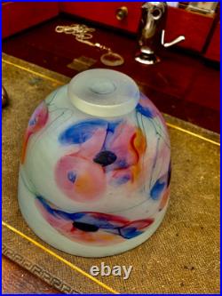 Signed Norman Stuart Clarke British Studio Art Glass Frosted Abstract Bowl