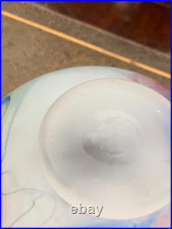 Signed Norman Stuart Clarke British Studio Art Glass Frosted Abstract Bowl