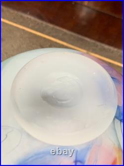 Signed Norman Stuart Clarke British Studio Art Glass Frosted Abstract Bowl