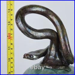 Signed Raku Vase Studio Pottery Snake Lid Abstract Sculptural Vessel Jar