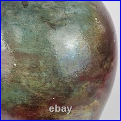 Signed Raku Vase Studio Pottery Snake Lid Abstract Sculptural Vessel Jar