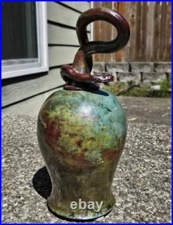 Signed Raku Vase Studio Pottery Snake Lid Abstract Sculptural Vessel Jar