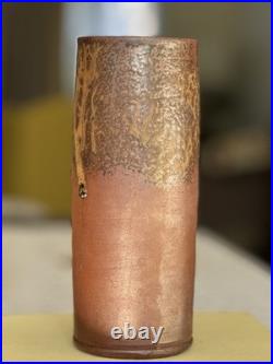 Signed Studio Pottery Vase Japanese Mingei Style Drip Glaze Stoneware