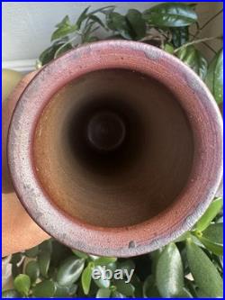 Signed Studio Pottery Vase Japanese Mingei Style Drip Glaze Stoneware