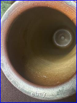 Signed Studio Pottery Vase Japanese Mingei Style Drip Glaze Stoneware