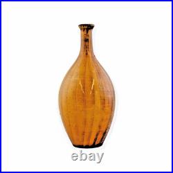 Signed Vallauris French Studio Pottery Vase Amber Glaze Bottle Vase 25cm