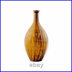 Signed Vallauris French Studio Pottery Vase Amber Glaze Bottle Vase 25cm