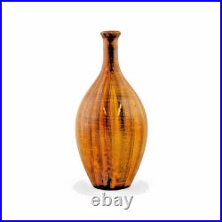 Signed Vallauris French Studio Pottery Vase Amber Glaze Bottle Vase 25cm