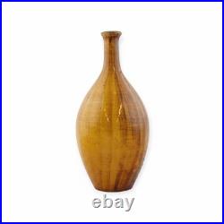Signed Vallauris French Studio Pottery Vase Amber Glaze Bottle Vase 25cm