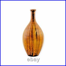 Signed Vallauris French Studio Pottery Vase Amber Glaze Bottle Vase 25cm