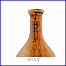 Signed Vallauris French Studio Pottery Vase Amber Glaze Bottle Vase 25cm