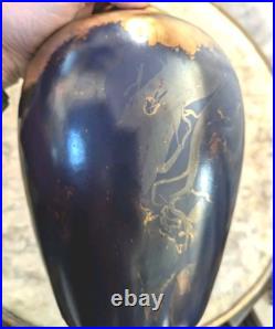 Signed Vintage Raku Vase Vessel 10 inch High Vintage Rare Iridescent