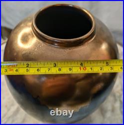 Signed Vintage Raku Vase Vessel 10 inch High Vintage Rare Iridescent