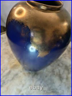 Signed Vintage Raku Vase Vessel 10 inch High Vintage Rare Iridescent