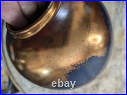 Signed Vintage Raku Vase Vessel 10 inch High Vintage Rare Iridescent