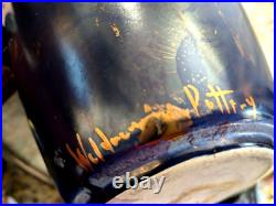 Signed Vintage Raku Vase Vessel 10 inch High Vintage Rare Iridescent