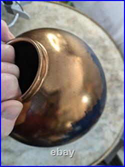 Signed Vintage Raku Vase Vessel 10 inch High Vintage Rare Iridescent