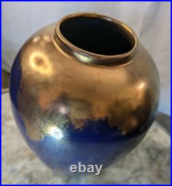 Signed Vintage Raku Vase Vessel 10 inch High Vintage Rare Iridescent
