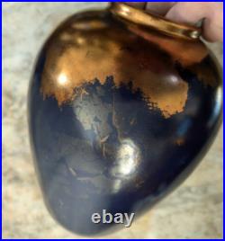 Signed Vintage Raku Vase Vessel 10 inch High Vintage Rare Iridescent