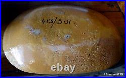 Slipware Pottery Ceramic Serving Bowl Dish Abstract Floral Design