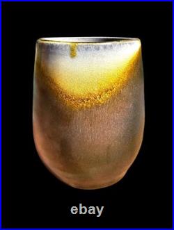 Soda Fired Handmade Studio Pottery Vase 6 Signed Flashing Brown Sunrise Pot 70s Soda Fired Handmade Studio Pottery Vase 6 Signed Flashing Brown Sunrise Pot 70s