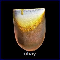 Soda Fired Handmade Studio Pottery Vase 6 Signed Flashing Brown Sunrise Pot 70s Soda Fired Handmade Studio Pottery Vase 6 Signed Flashing Brown Sunrise Pot 70s