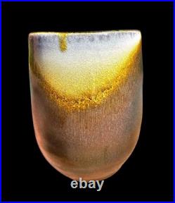 Soda Fired Handmade Studio Pottery Vase 6 Signed Flashing Brown Sunrise Pot 70s Soda Fired Handmade Studio Pottery Vase 6 Signed Flashing Brown Sunrise Pot 70s
