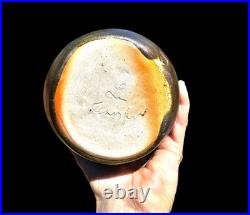 Soda Fired Handmade Studio Pottery Vase 6 Signed Flashing Brown Sunrise Pot 70s Soda Fired Handmade Studio Pottery Vase 6 Signed Flashing Brown Sunrise Pot 70s