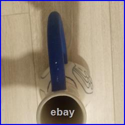 Sophie Alda Studio Pottery Extra large jug eared vase in cream and blue Sophie Alda Studio Pottery Extra large jug eared vase in cream and blue