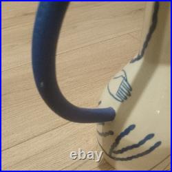 Sophie Alda Studio Pottery Extra large jug eared vase in cream and blue