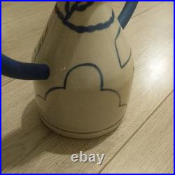 Sophie Alda Studio Pottery Extra large jug eared vase in cream and blue