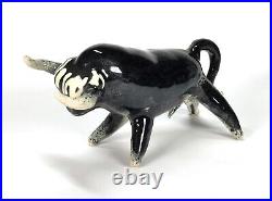 Stanislas Reychan MBE Studio Pottery Hand Built Tin Glazed Black Bull RARE